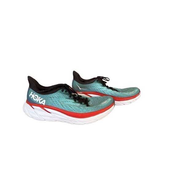HOKA One One Men's Teal Lace Up Round Toe Clifton 8 Running Shoes Size 9.5D - Picture 3 of 8